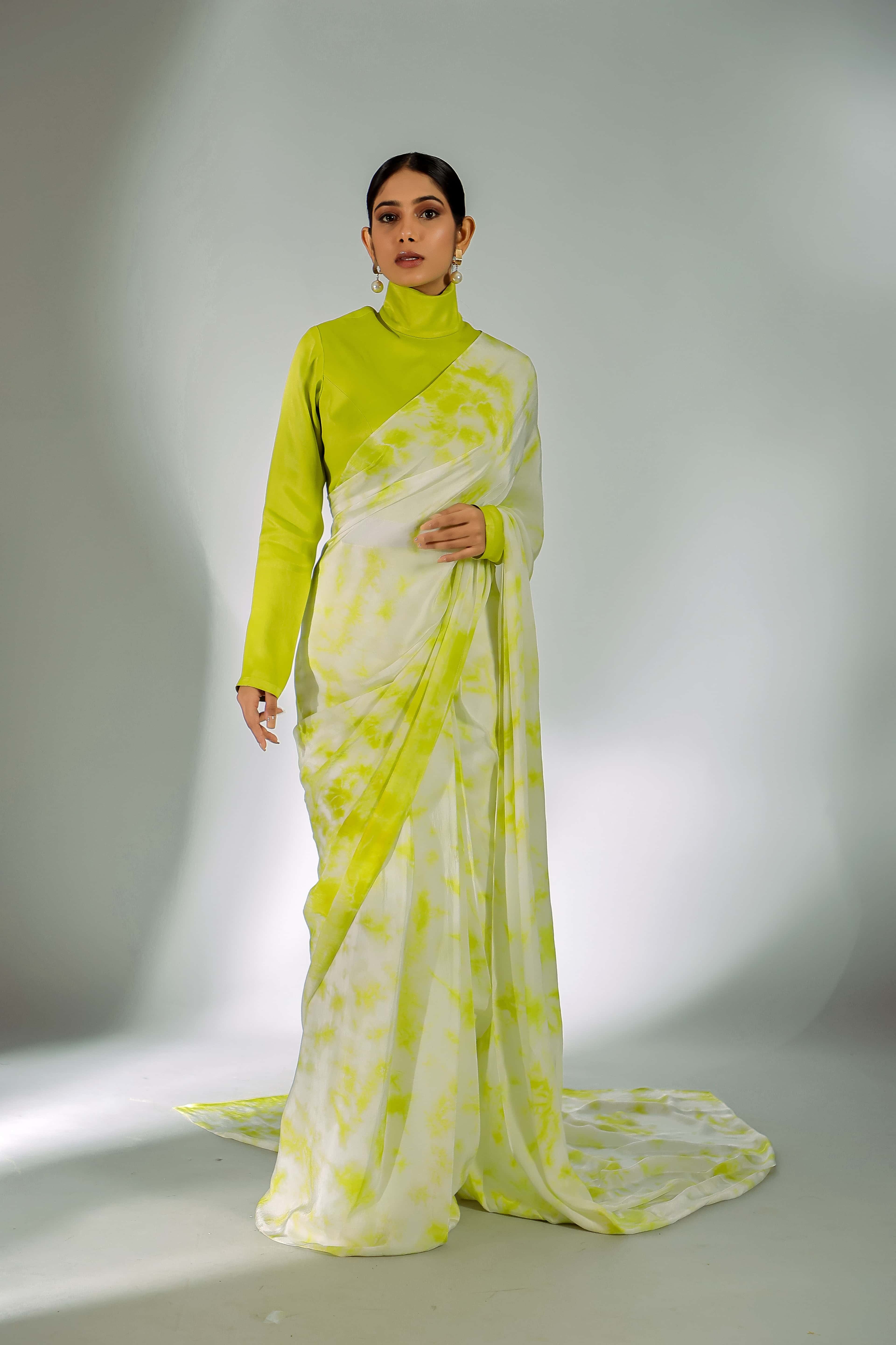 Lime cloud harmony saree set