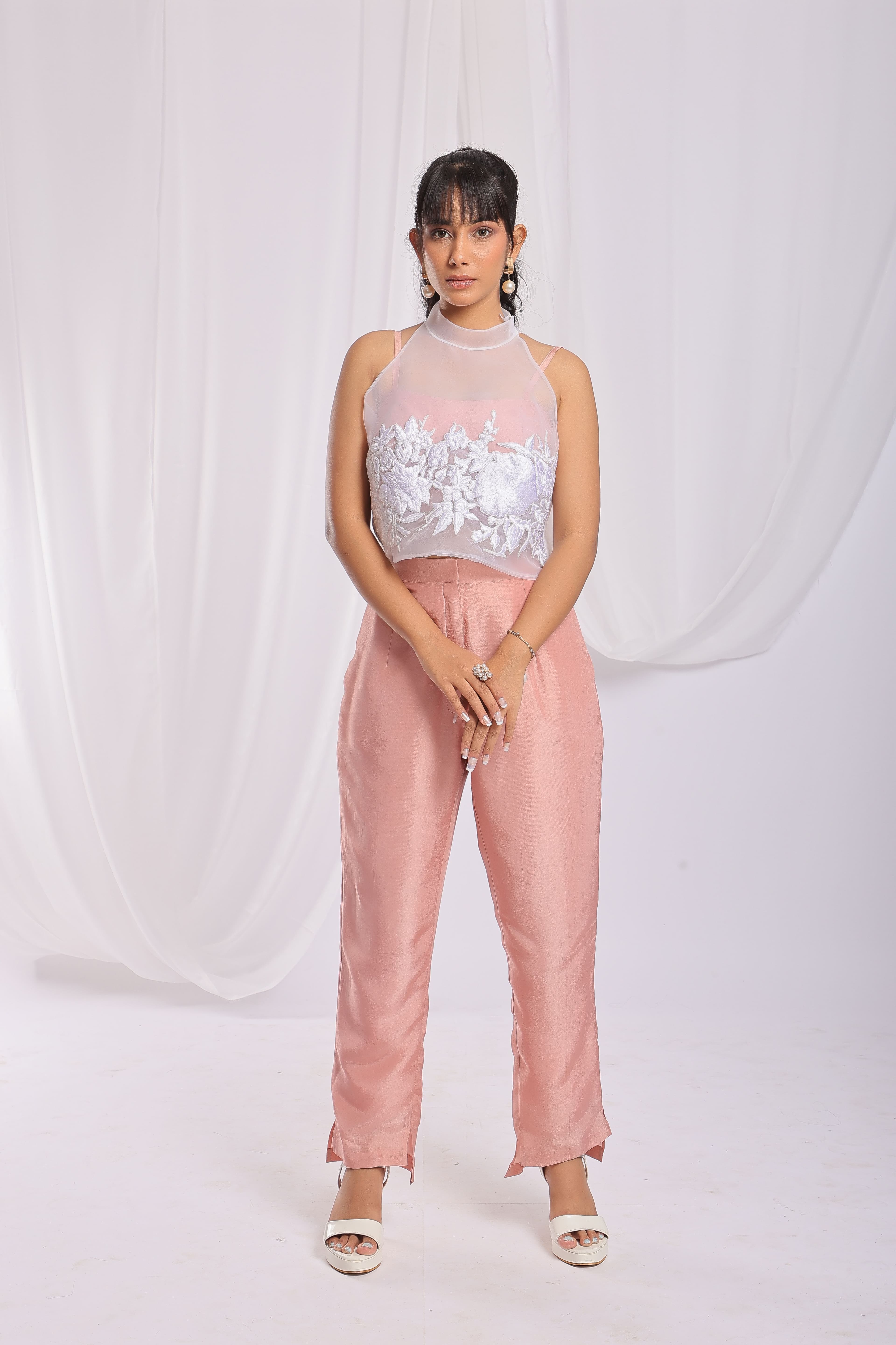Nude pink Charm Embroidered Enesemble